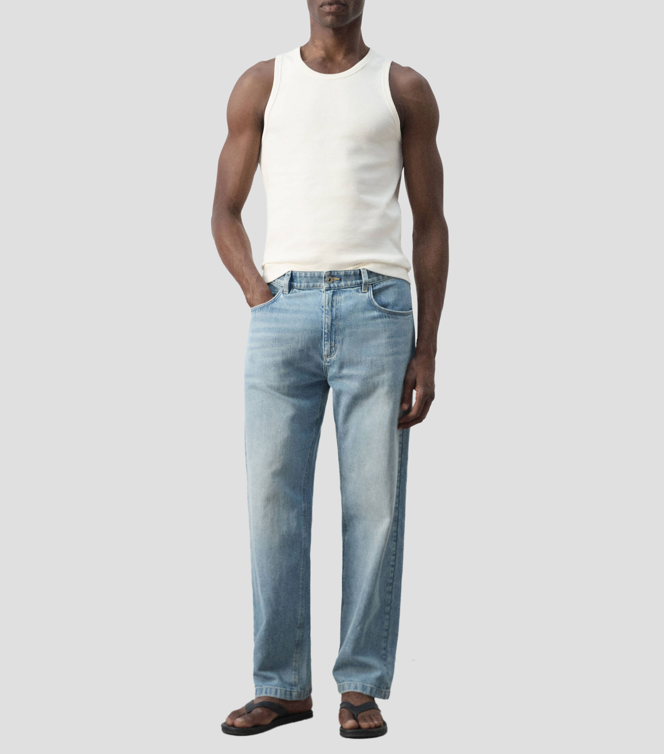Playera cuello redondo sin mangas liso Hombre